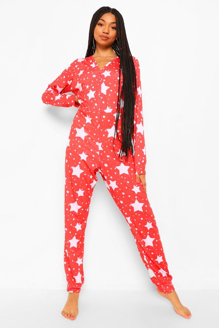 Jersey-Jumpsuit mit Star-Print, Rot image number 1