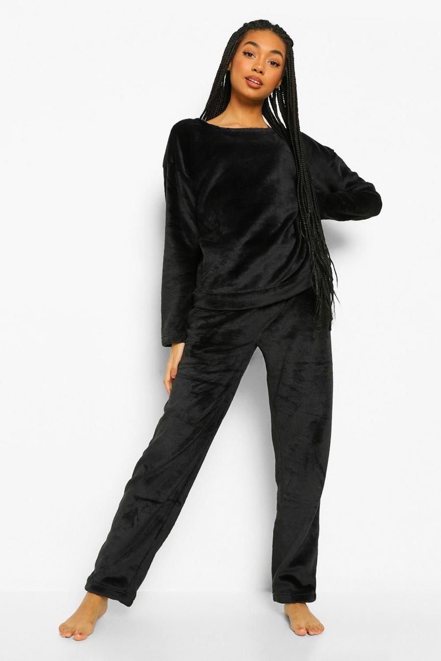 Conjunto de pijama de vellón, Negro image number 1