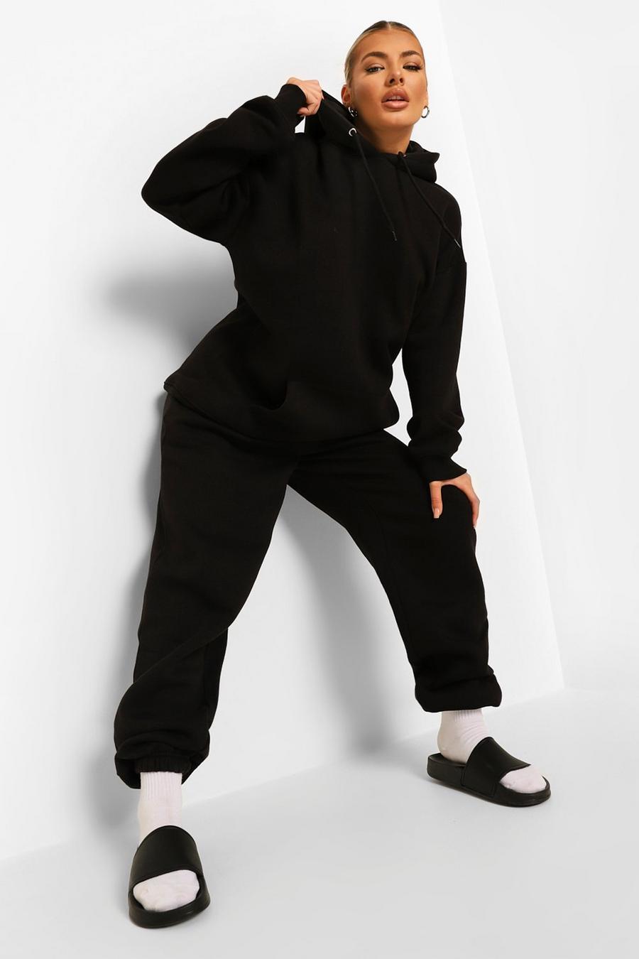 Black Tall Basic Hoody And Jogger Tracksuit image number 1