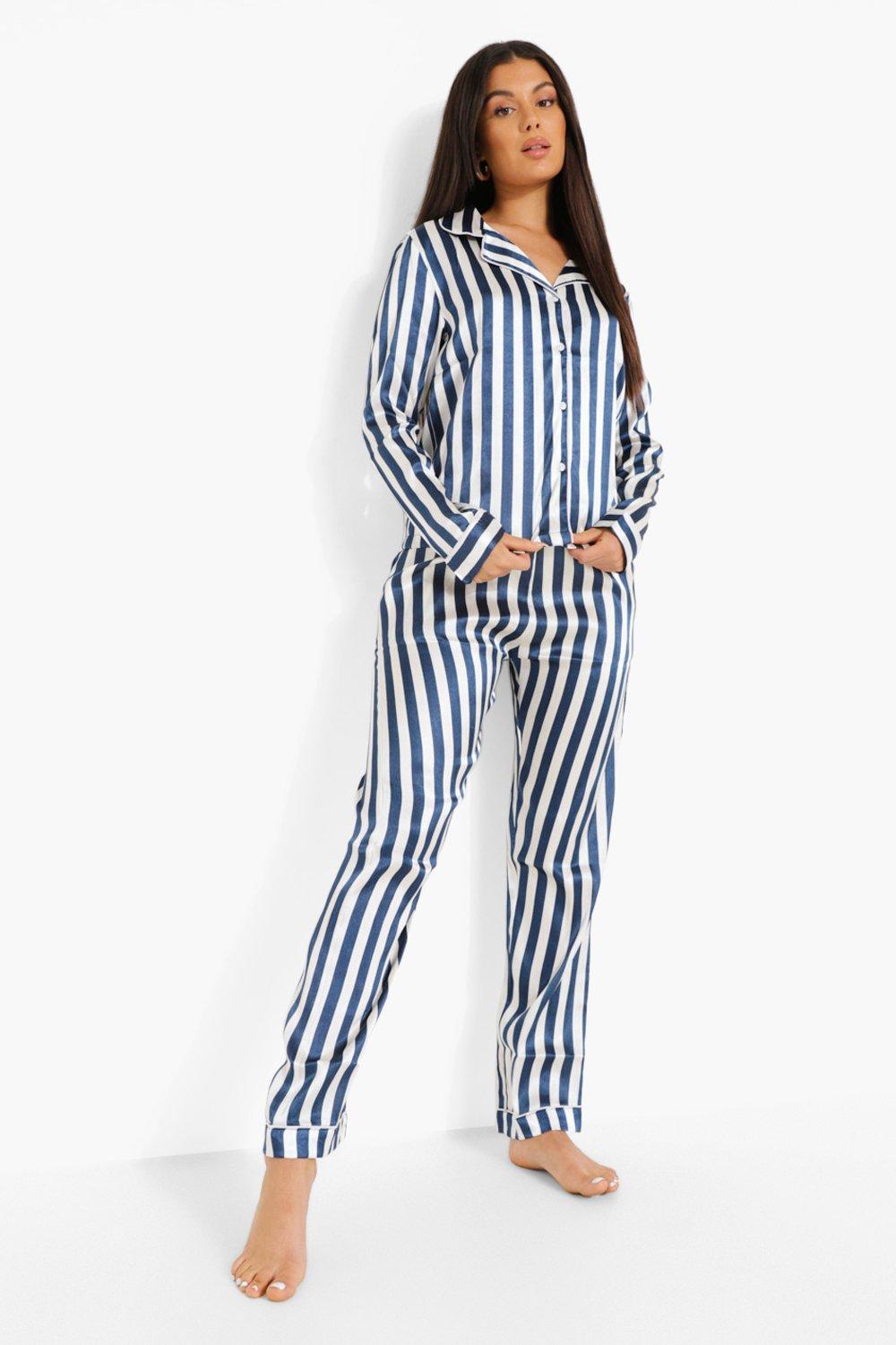 Navy striped pajamas sale