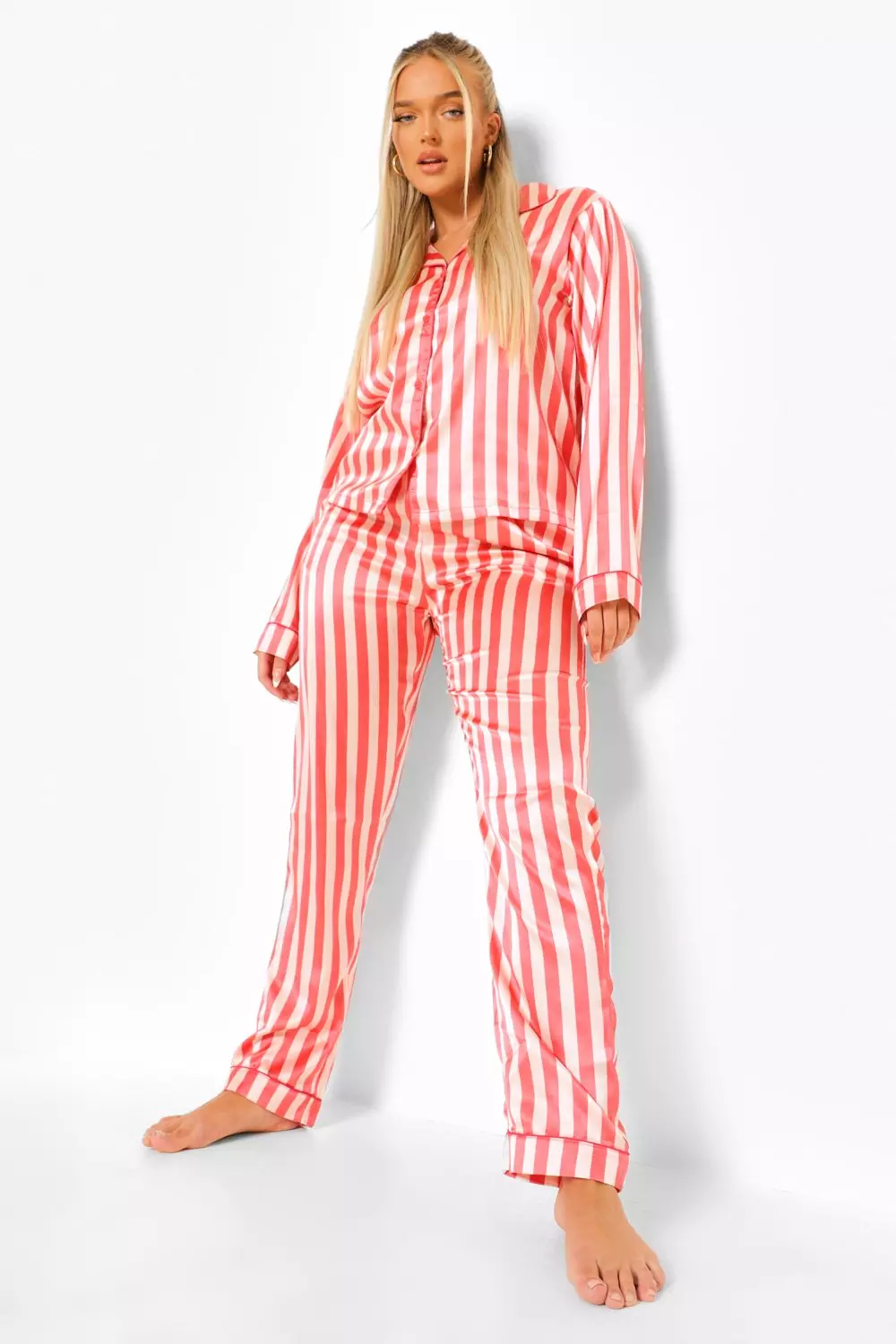 Striped satin best sale pj set