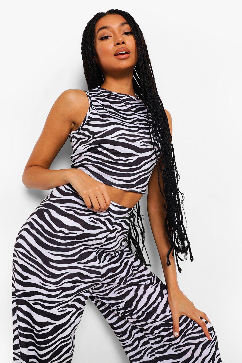 Black Zebra Mix N Match Racerfront Pyjama Crop Top