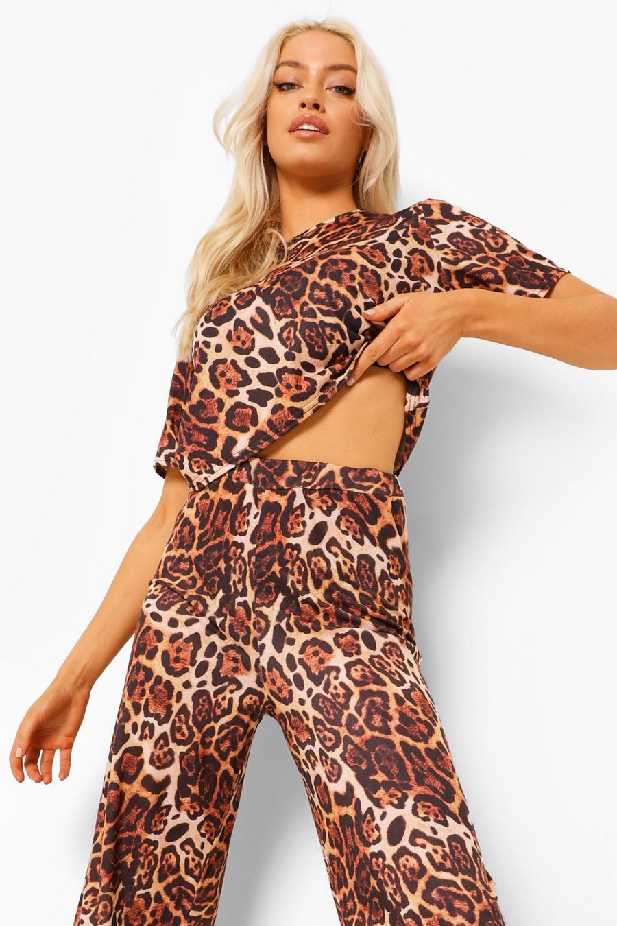 Mix N Match Pyjama-Oberteil mit Leopardenmuster, Braun image number 1
