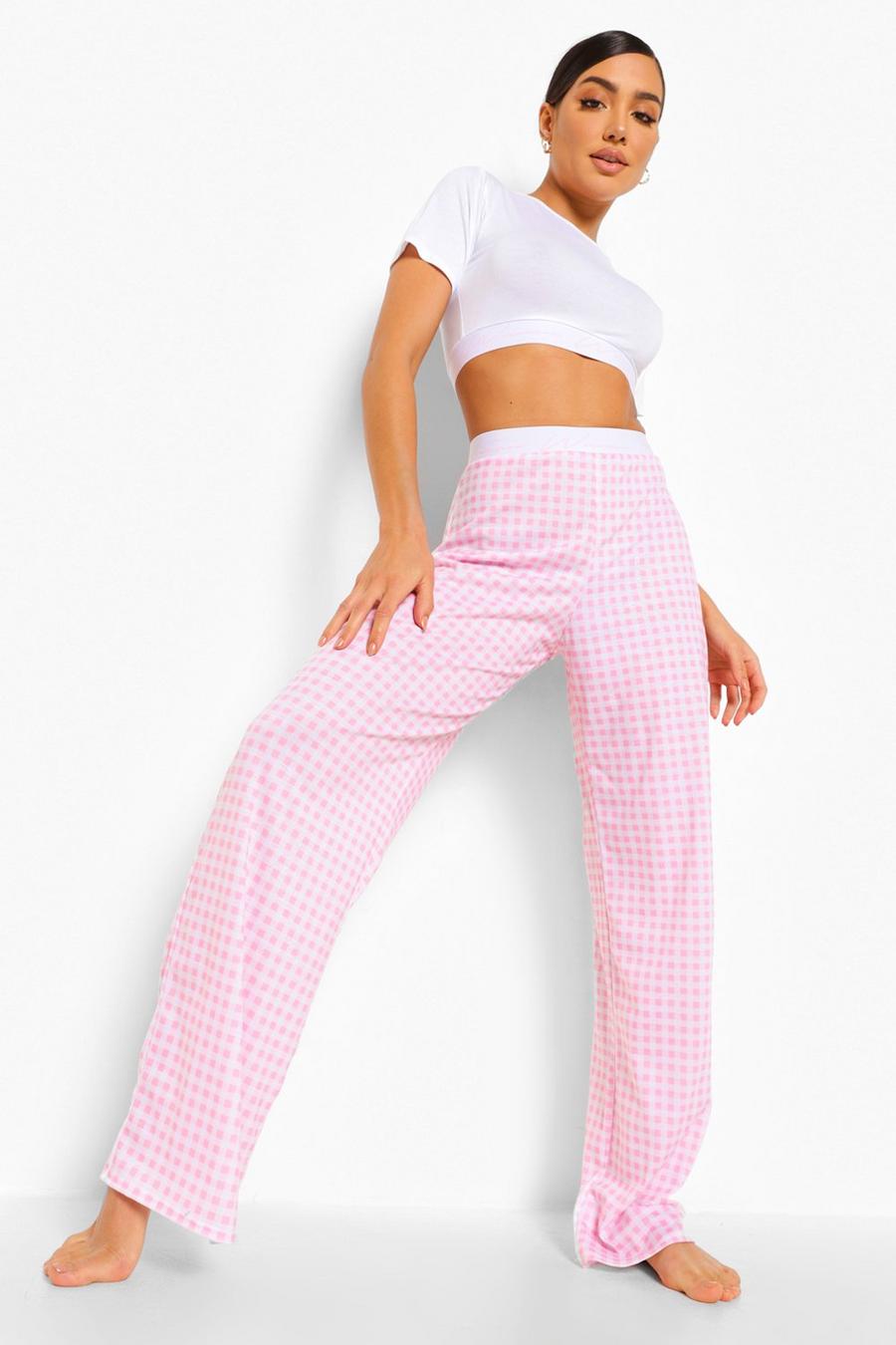 Red Woman Tape Gingham Pajamas image number 1