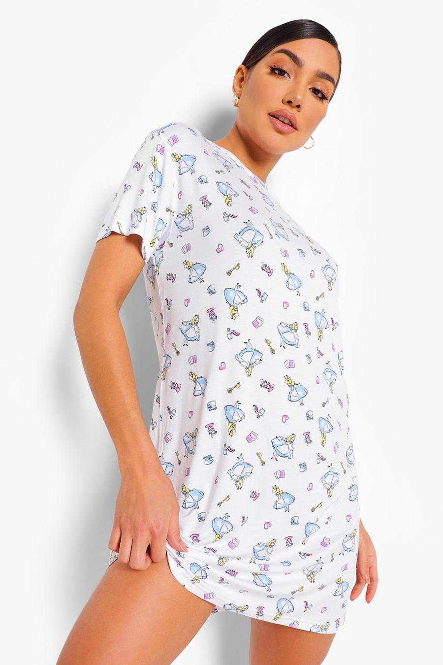 T-shirt da notte con stampa Disney Alice nel paese delle meraviglie , Bianco image number 1