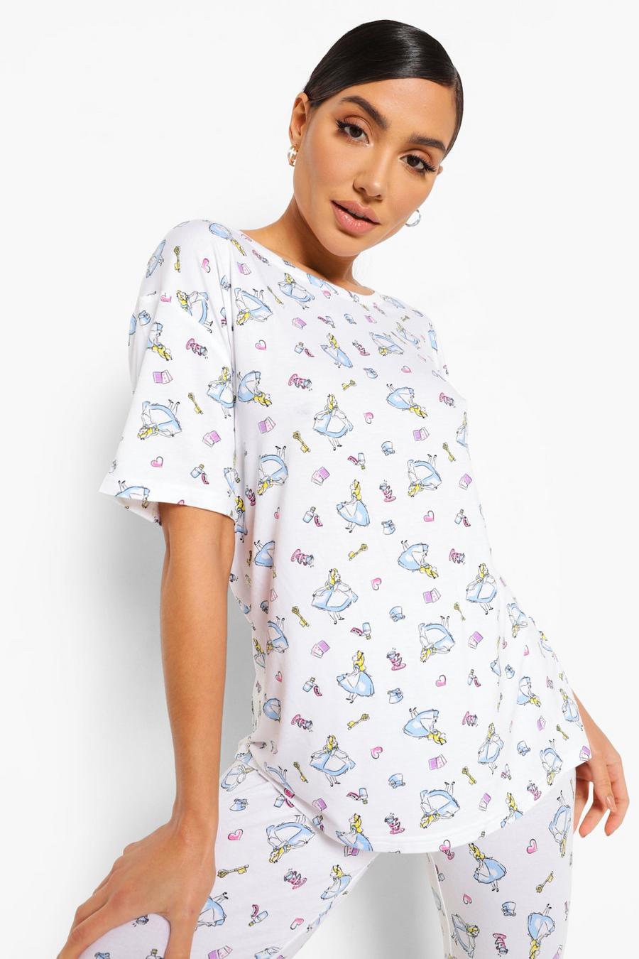 Pyjama-Oberteil mit Disney „Alice In Wonderland“-Motiv, Weiß image number 1