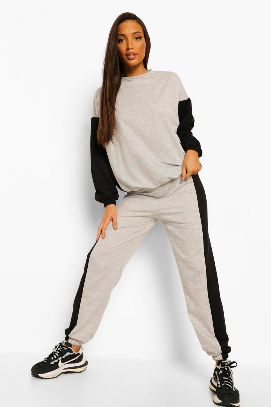 Tall - Sweat et pantalon de survêtement color block, Grey marl image number 1
