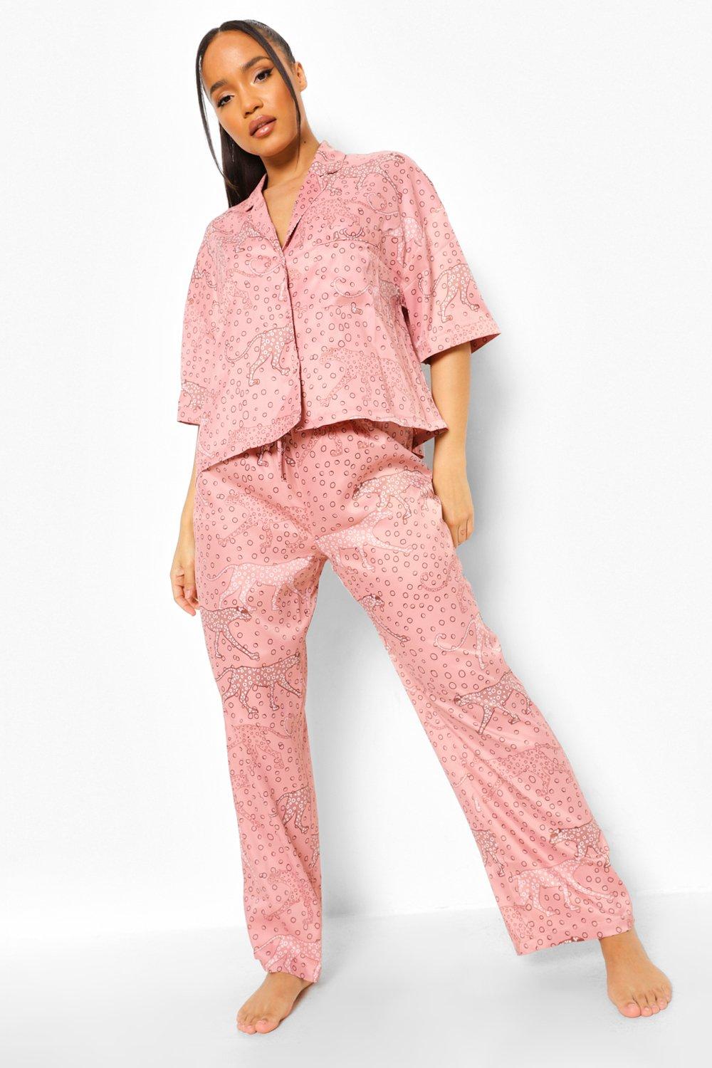 Animal Print Short Sleeve Pj Set