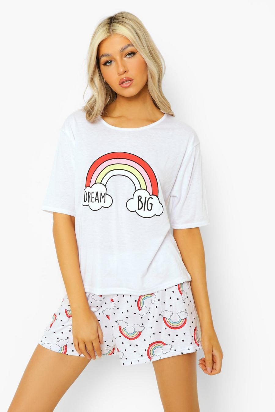 Tall Pyjama mit „Dream Big“ T-Shirt und Shorts , Weiß image number 1