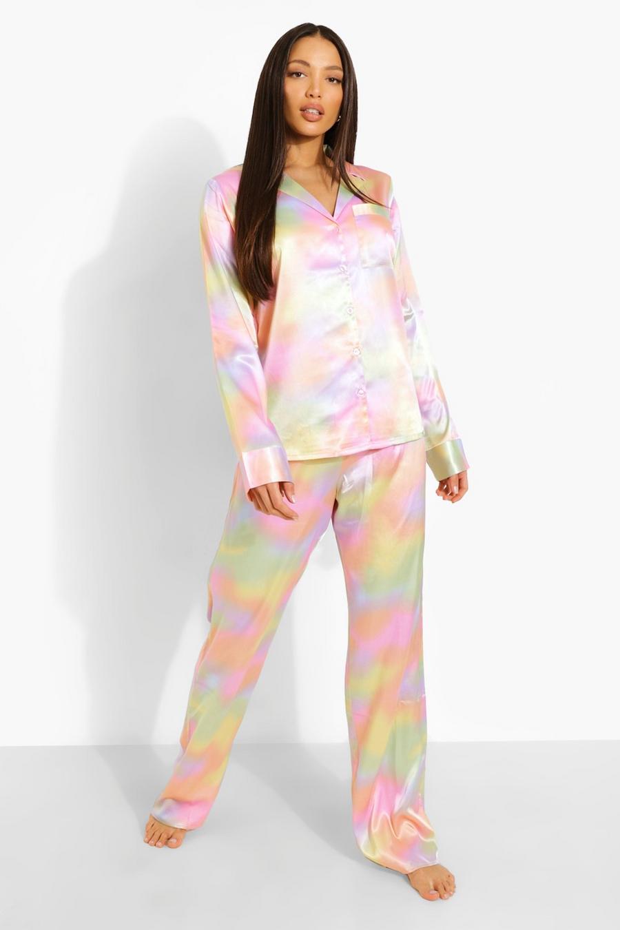 Lilac Tall Satijnen Tie Dye Pyjama Set Met Broek image number 1