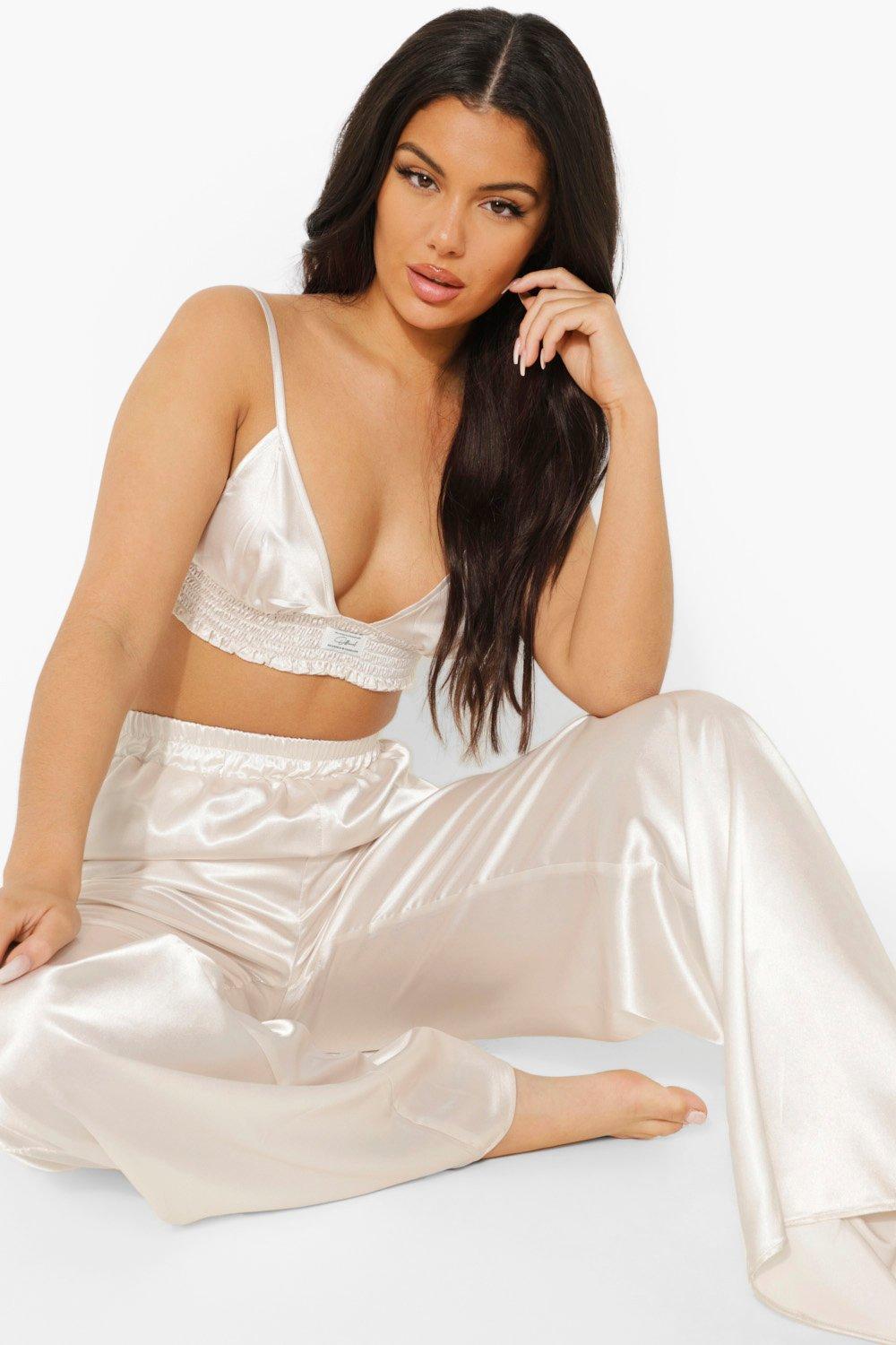 Satin wide leg pyjamas hotsell