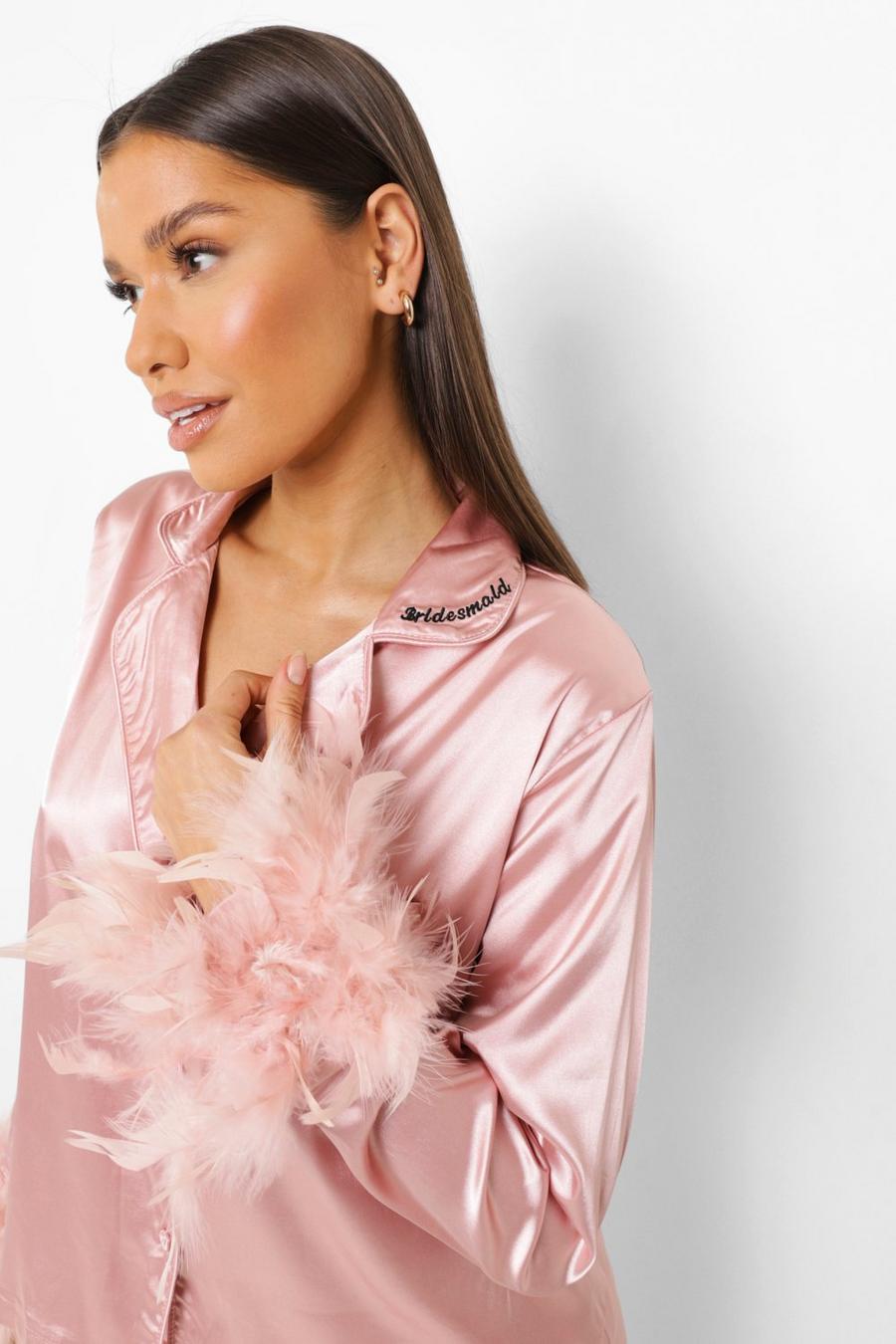 Blush Premium Bridesmaid Feather Pajamas image number 1