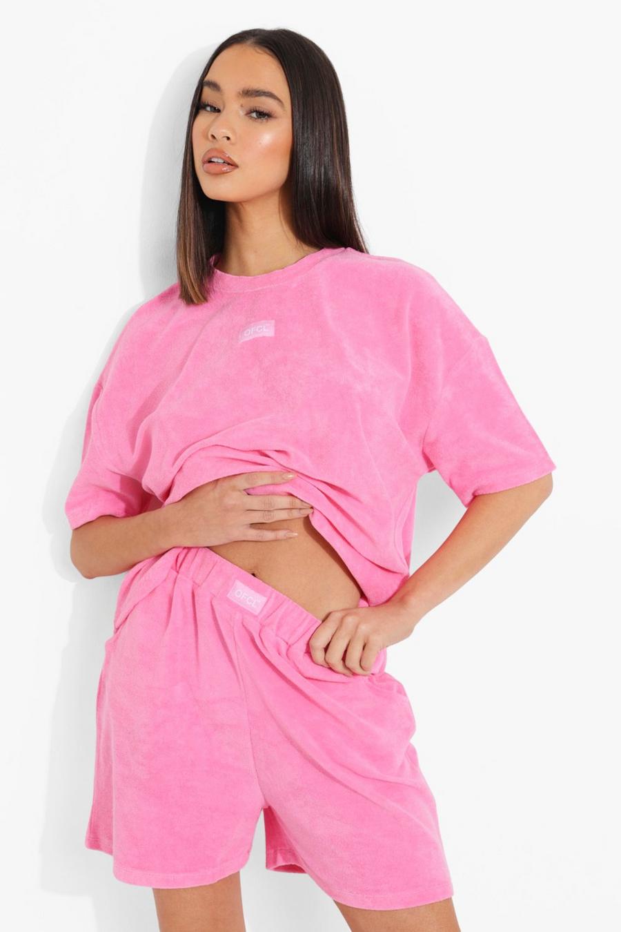 Pink Ofcl Woven Tab Toweling Short image number 1