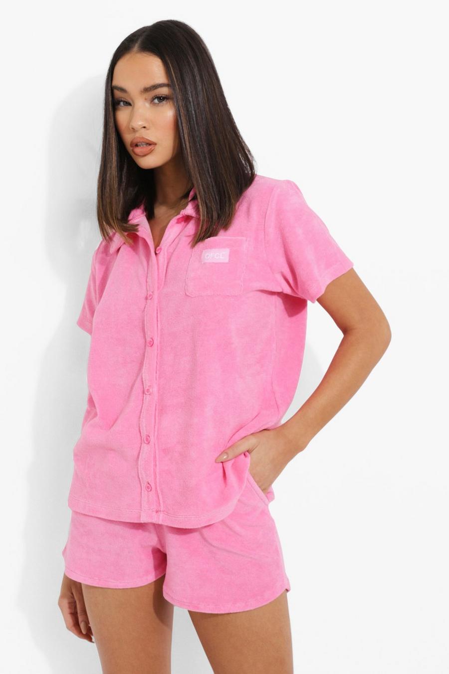 Pink Ofcl Woven Tab Toweling Shirt image number 1