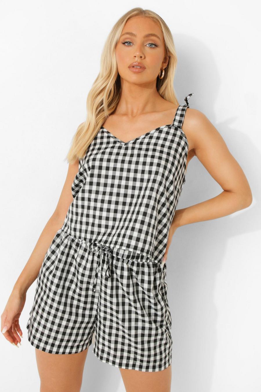 Black Gingham Light Weight Mix & Match Pj Camisole image number 1