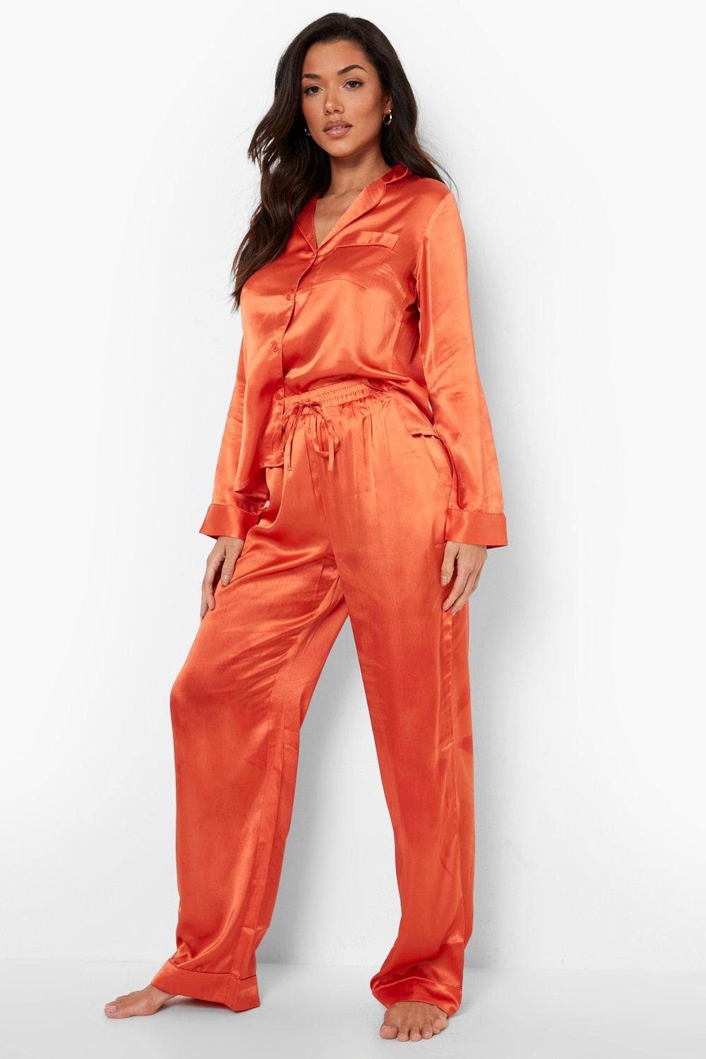 Orange outlet satin pajamas