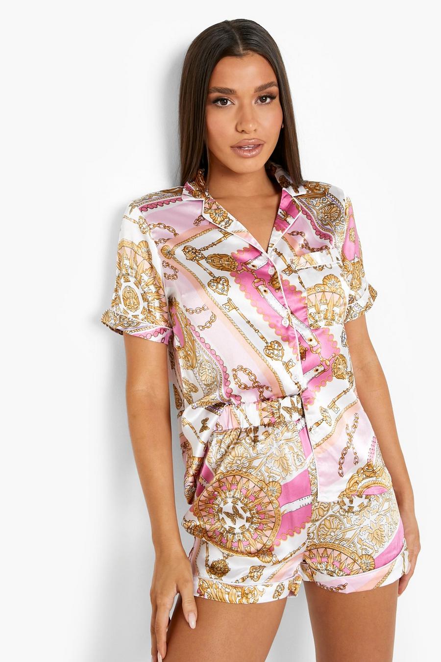 Pink Kettingprint Mix & Match Pyjama Shorts image number 1