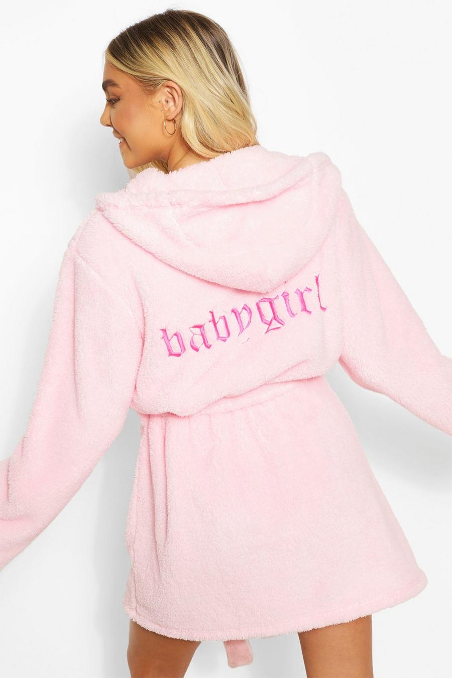 Pink Babygirl Embroidered Fluffy Robe image number 1
