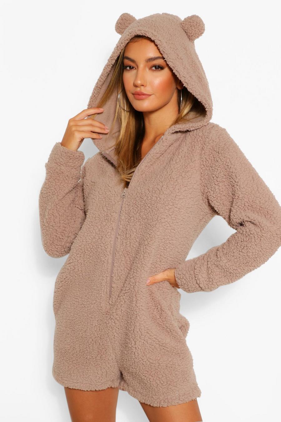 Toffee Fluffy Bear Ear Romper image number 1