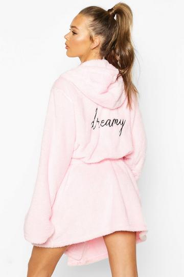 Dreamy Embroidered Fluffy Robe pink