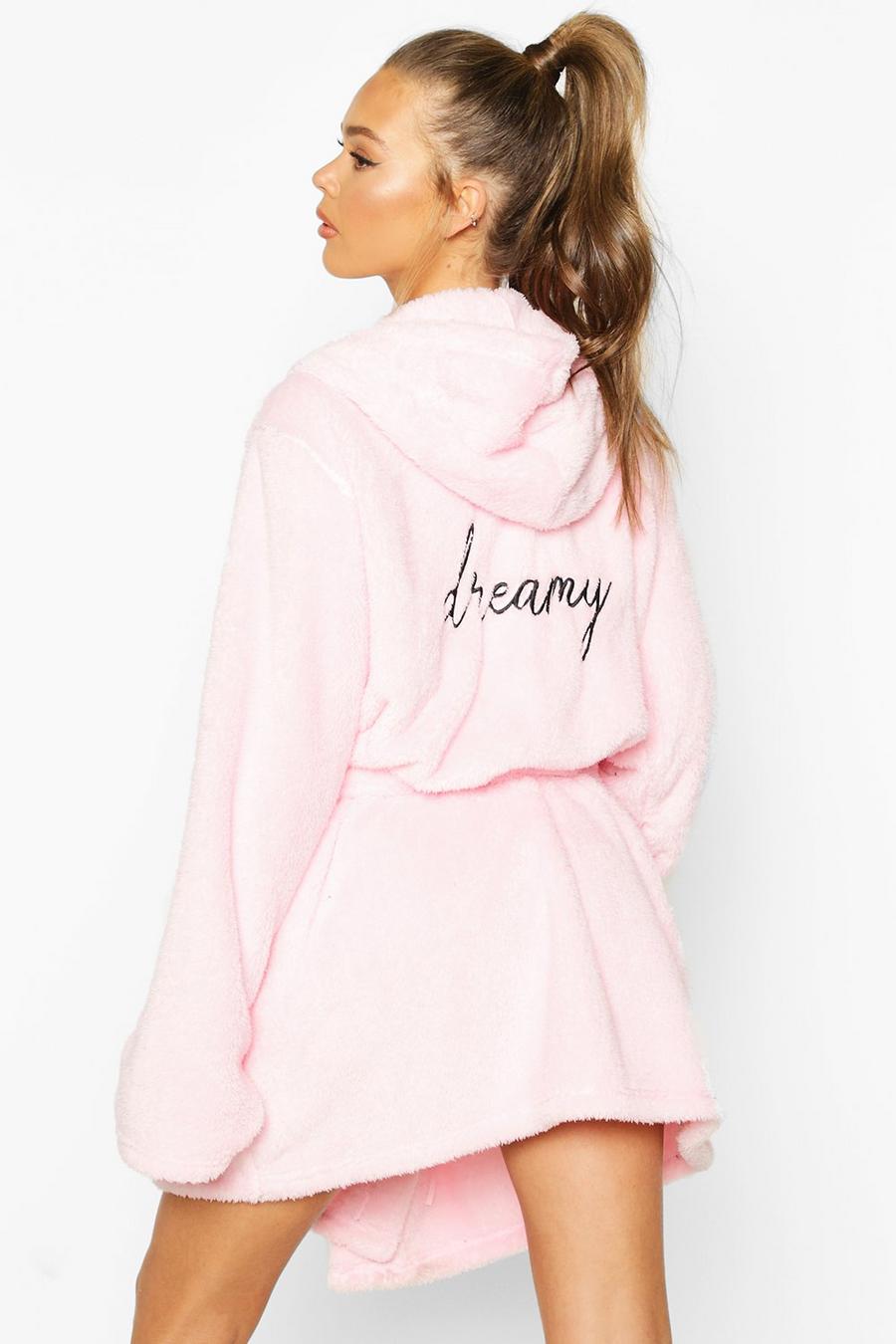 Pink Dreamy Embroidered Fluffy Robe image number 1