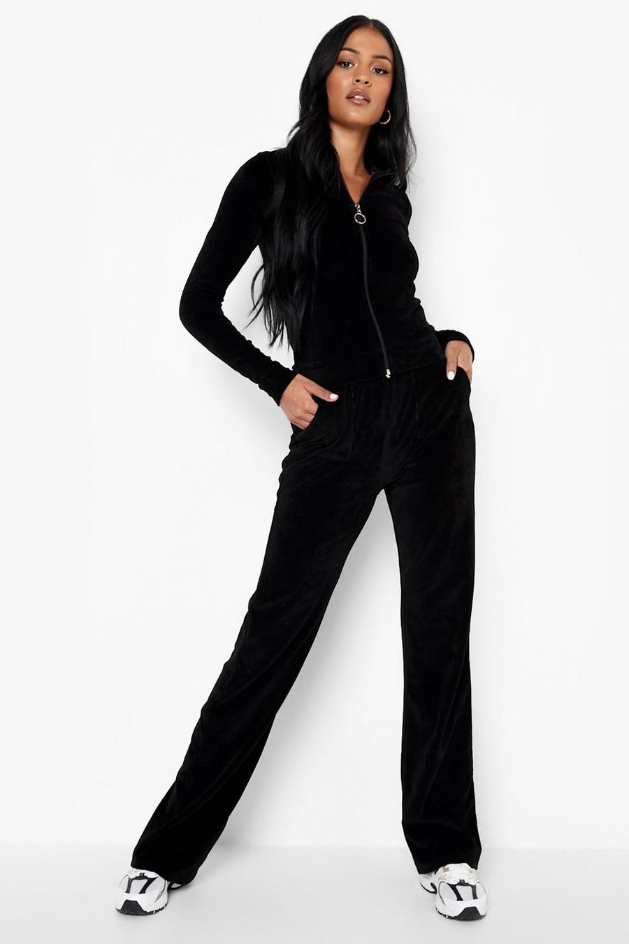 Black Tall Velour Tracksuit image number 1