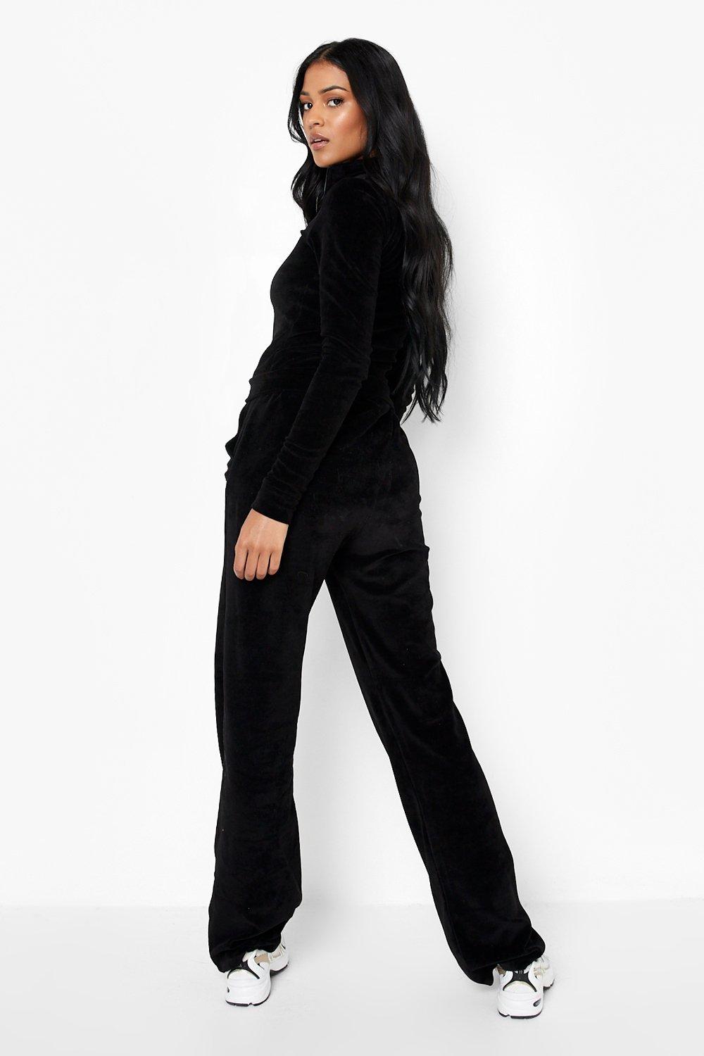 Black velour sweatpants on sale