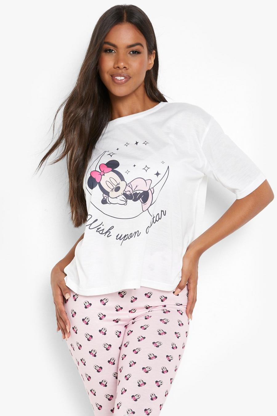White Disney Minnie Pyjama Set Met T-Shirt En Leggings image number 1