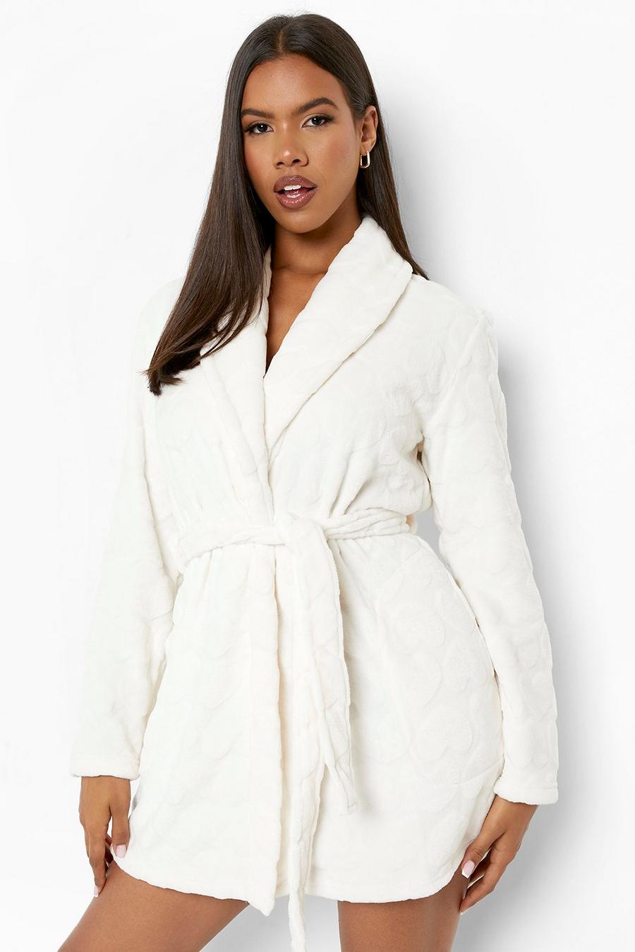 Cream Heart Print Dressing Gown image number 1