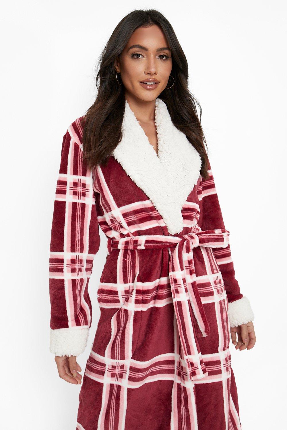 borg dressing gown womens