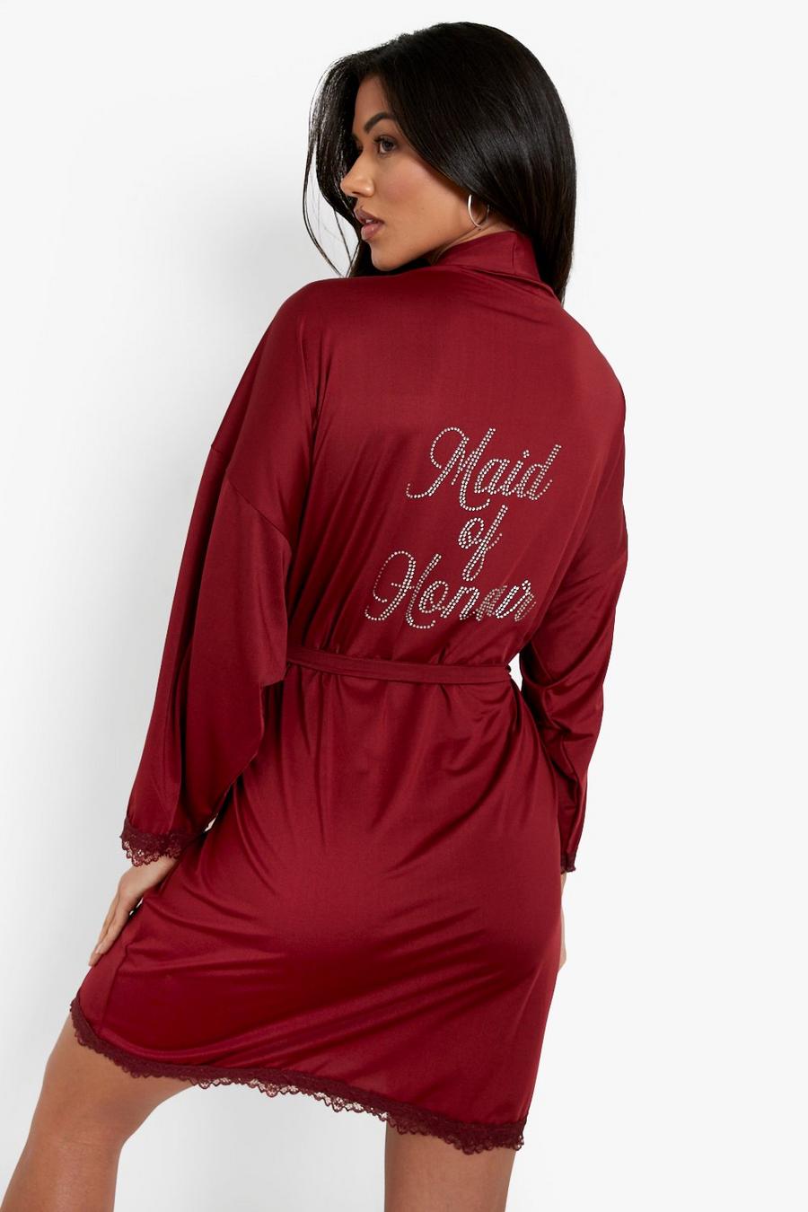 Maid Of Honour Morgenmantel mit Strass, Wine red