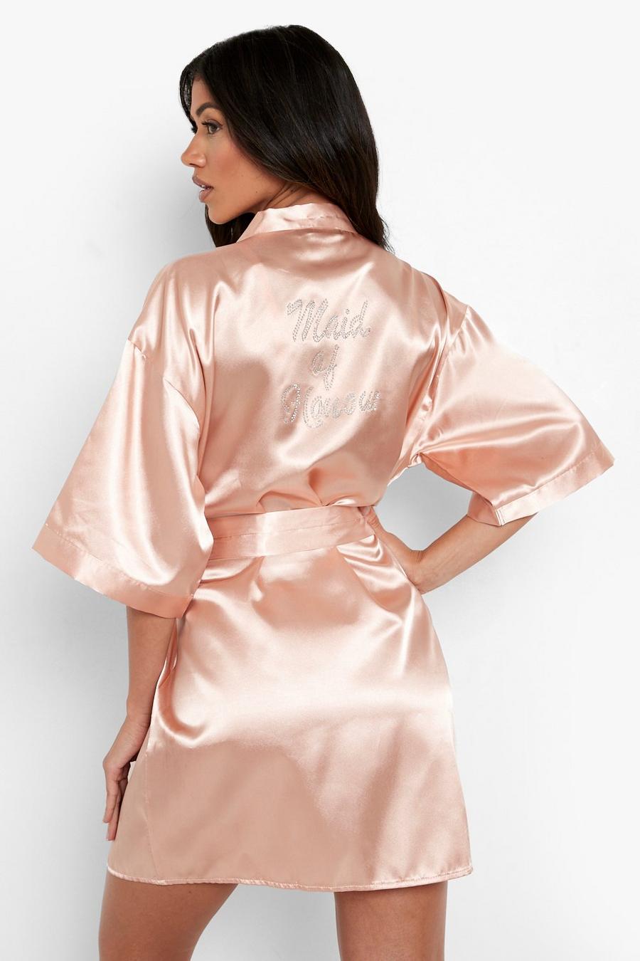 Rose gold Maid Of Honor Diamante Satin Robe image number 1
