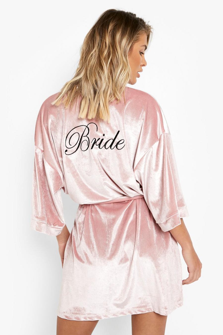 Blush Bride Embroidered Velvet Robe image number 1