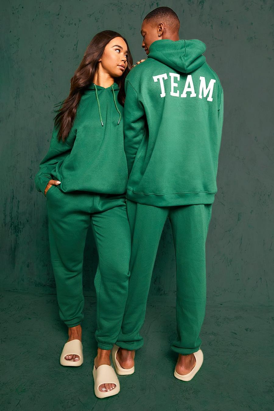 His & Hers Loungewear-Set aus Team Hoodie & Jogginghose, Green image number 1