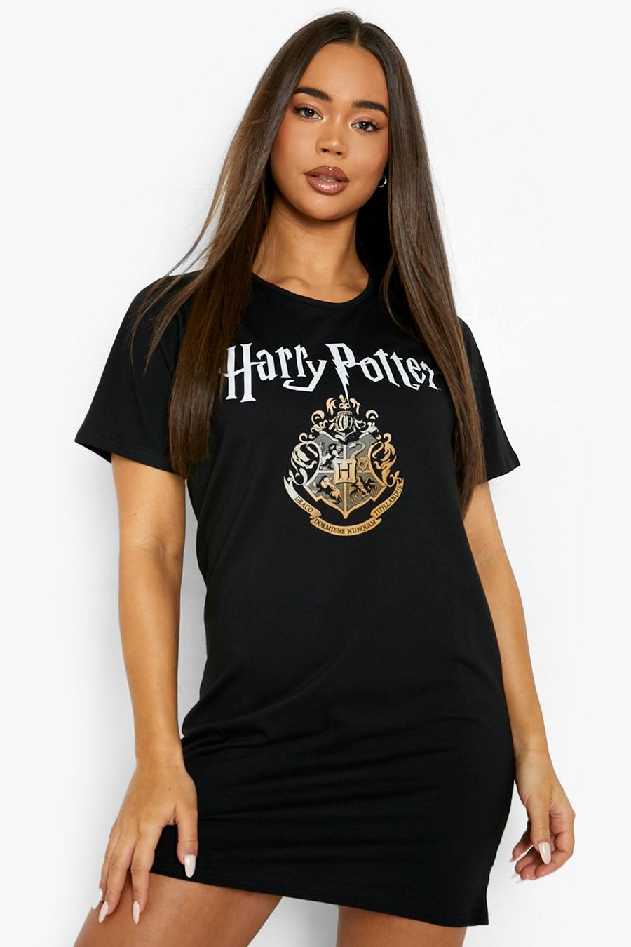 Black Harry Potter Crest Foil Print Sleep T-shirt image number 1