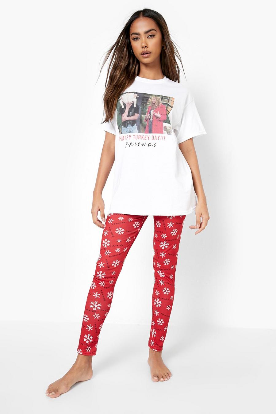 Set T-shirt natalizia Friends & legging, Red image number 1