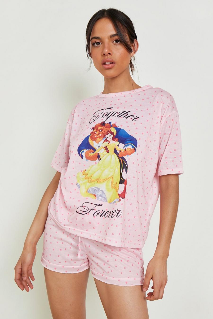 Pink rosa Disney Beauty & The Beast T-shirt Short Set