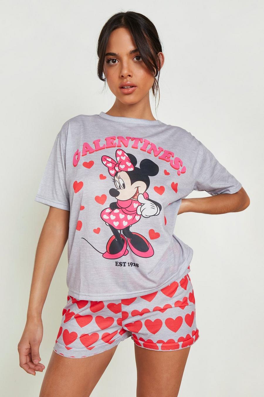 Valentinstags Disney Galentines Minnie Pyjama-Set mit Shorts, Grey grau