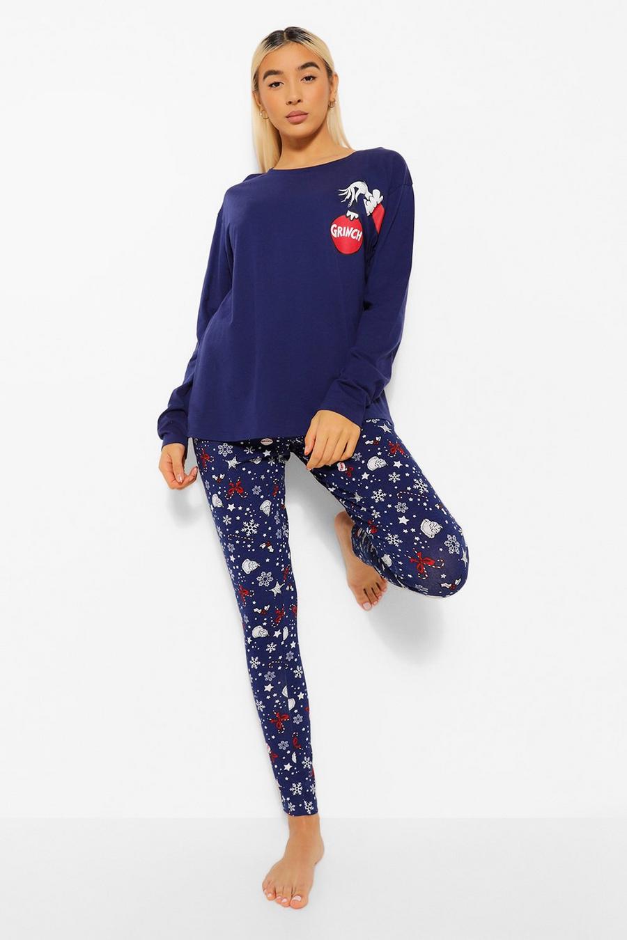 Pyjama mit langen Ärmeln und „The Grinch“-Weihnachts-Motiv, Marineblau image number 1