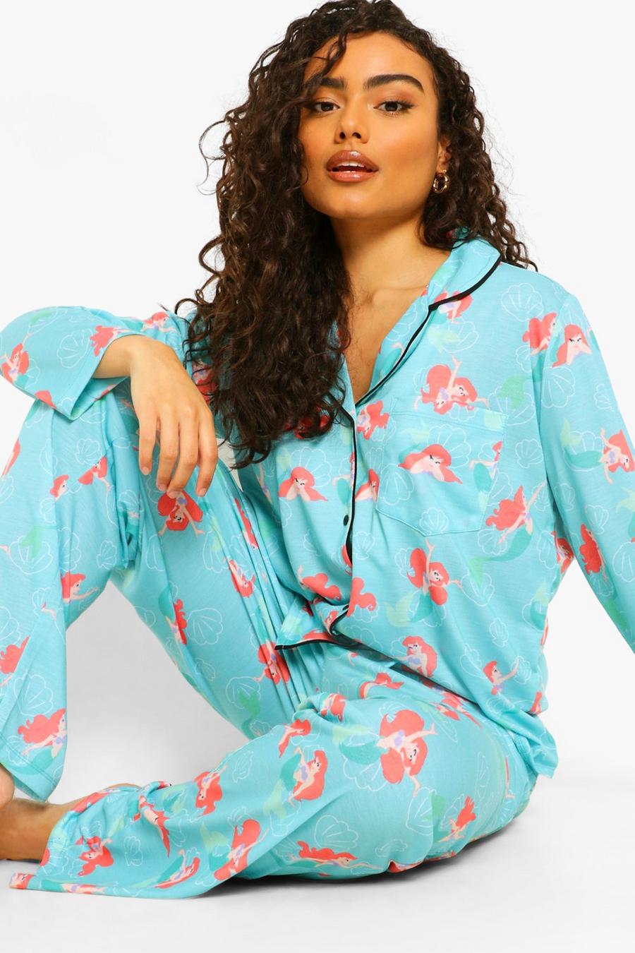 Pyjama-Set aus Shirt und Hose mit „Disney Arielle“-Motiv, Grün image number 1