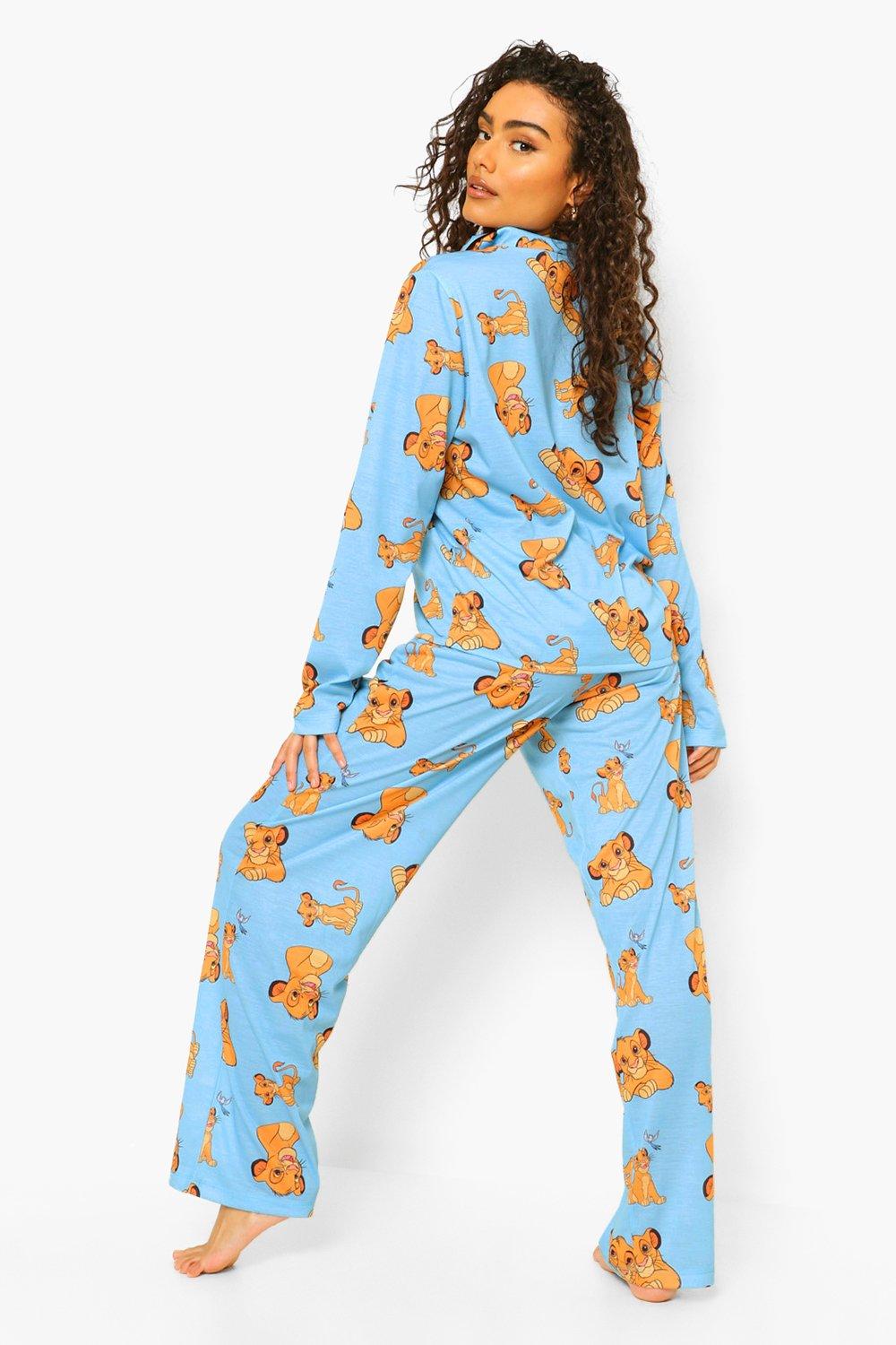 Women s Disney Lion King Pj Shirt and Trouser Set Boohoo UK