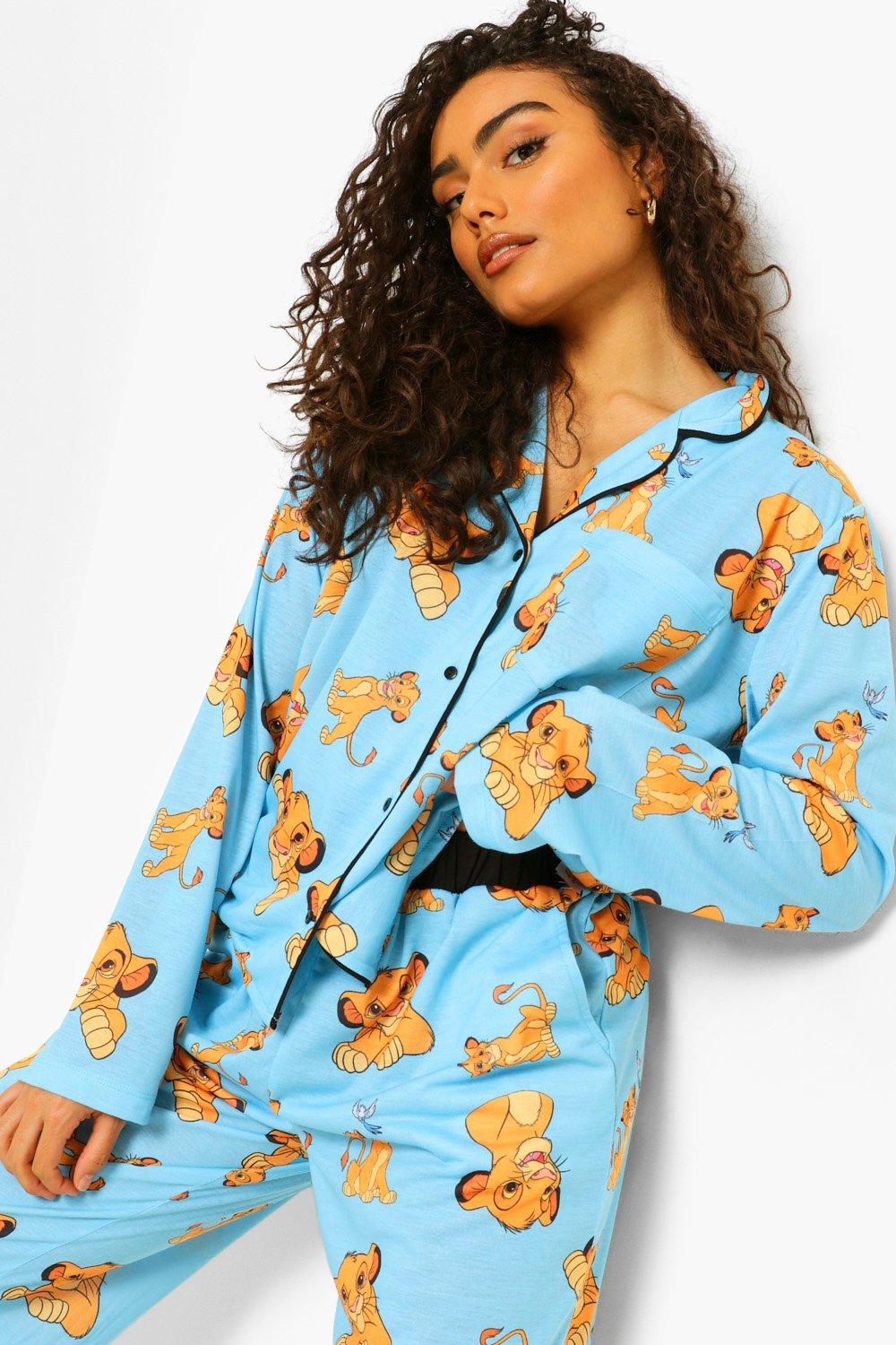 Women s Disney Lion King Pj Shirt and Trouser Set Boohoo UK