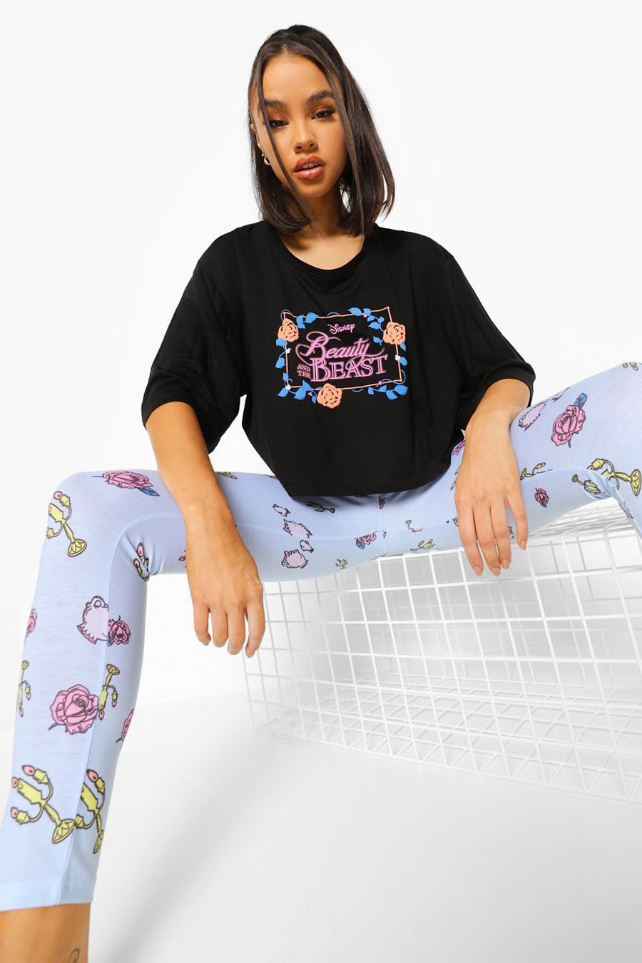 Zwart Disney Beauty En The Beast Pyjama Set Met Leggings image number 1