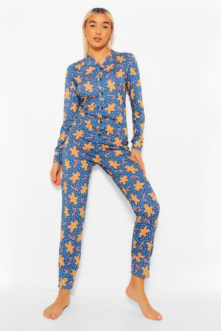 Pijama enterizo MAN de tela jersey con muñeco de jengibre, Negro image number 1