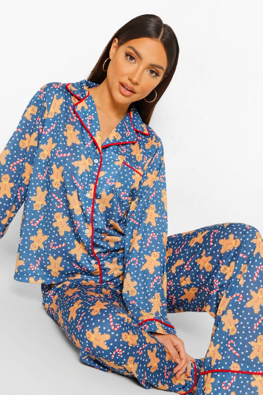 Mix & Match Pyjama-Hose mit Gingerbread Man Print, Schwarz image number 1