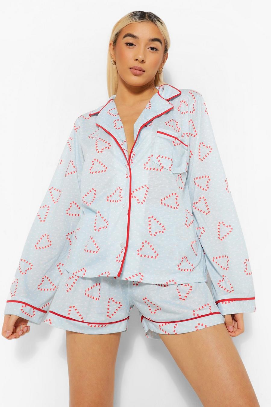 Blue Mixa & Matcha Pyjamasshorts med polkagrisar image number 1