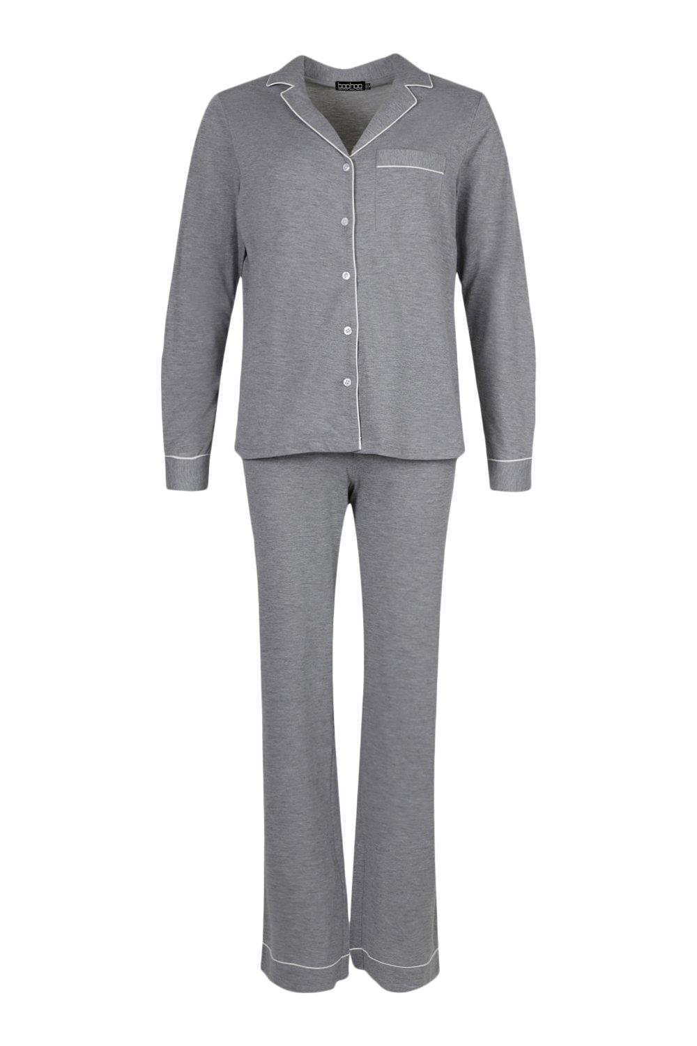 Women's Jersey Button PJ Long Sleeve Trouser Set
