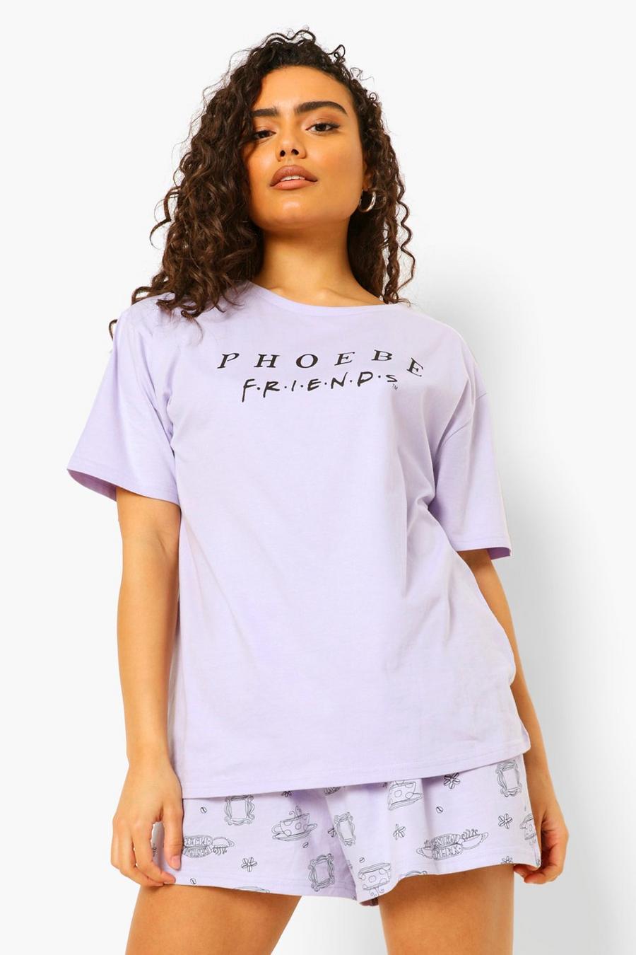 Conjunto de pijama y pantalones cortos con diseño licenciado Friends y letras “Phoebe”, Lila image number 1