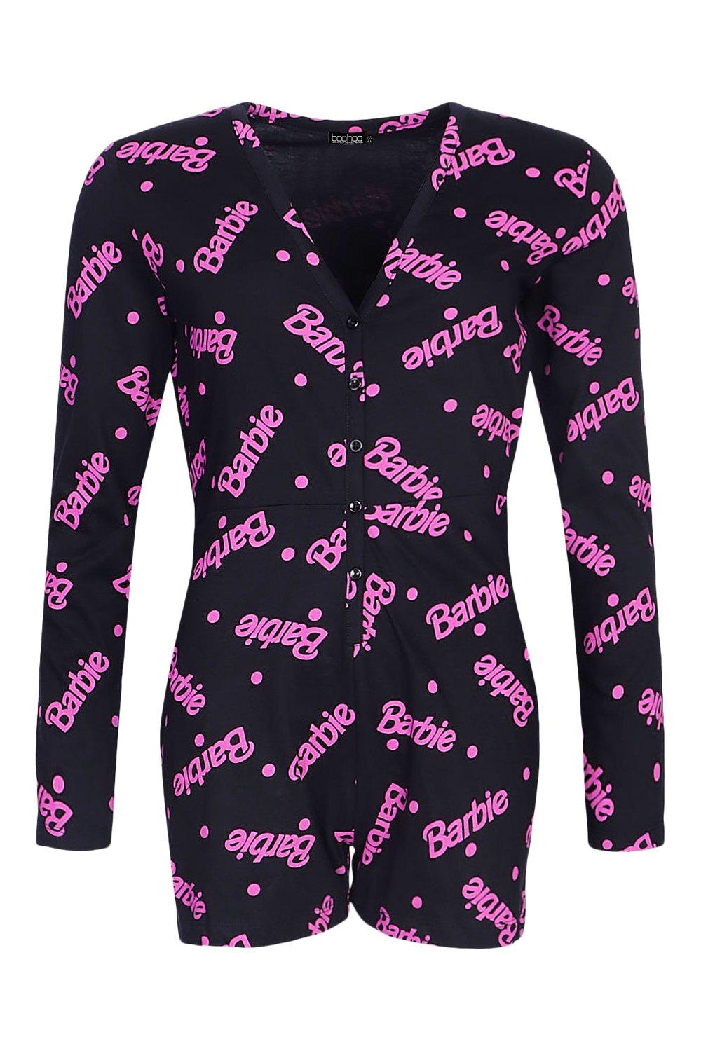 Women s Barbie AOP Licensed Romper Boohoo UK