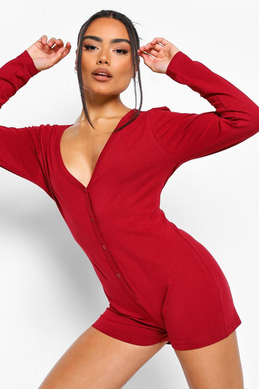 Berry Basic Jersey Knit Romper image number 1